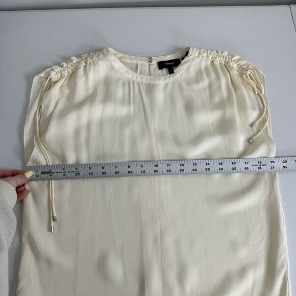 Theory Womens Top P / Small Cream 100% Silk Malkara Drawstring Modern Georgette - Picture 9 of 15